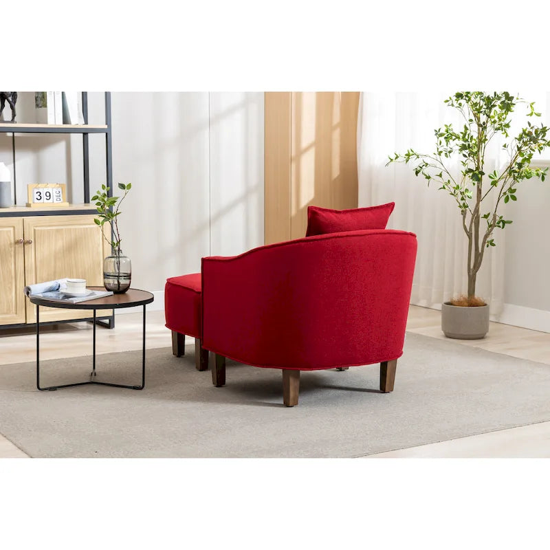 Fauteuil crapaud d'appoint capitonné du milieu du siècle avec pouf