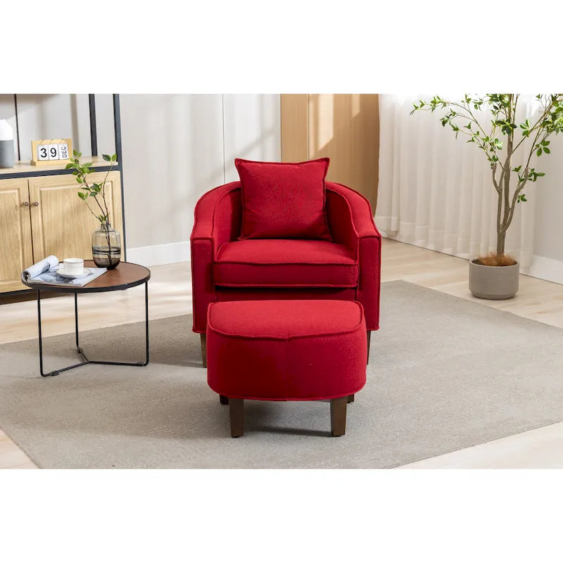 Fauteuil crapaud d'appoint capitonné du milieu du siècle avec pouf