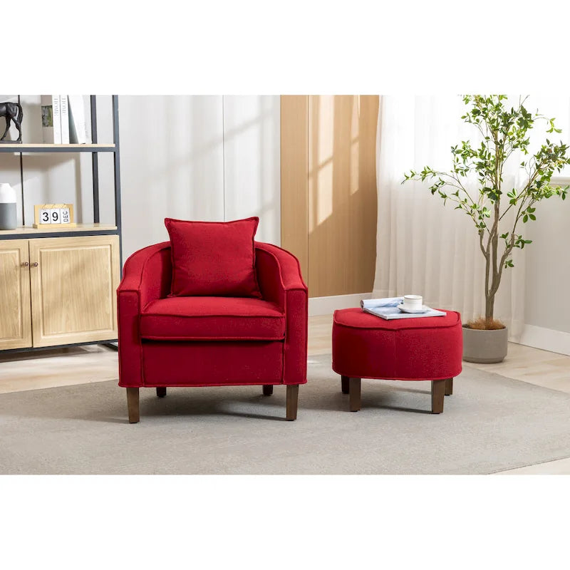 Fauteuil crapaud d'appoint capitonné du milieu du siècle avec pouf