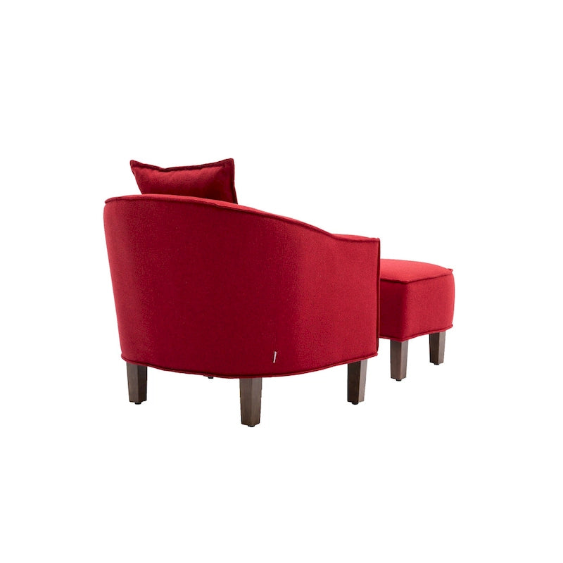 Fauteuil crapaud d'appoint capitonné du milieu du siècle avec pouf