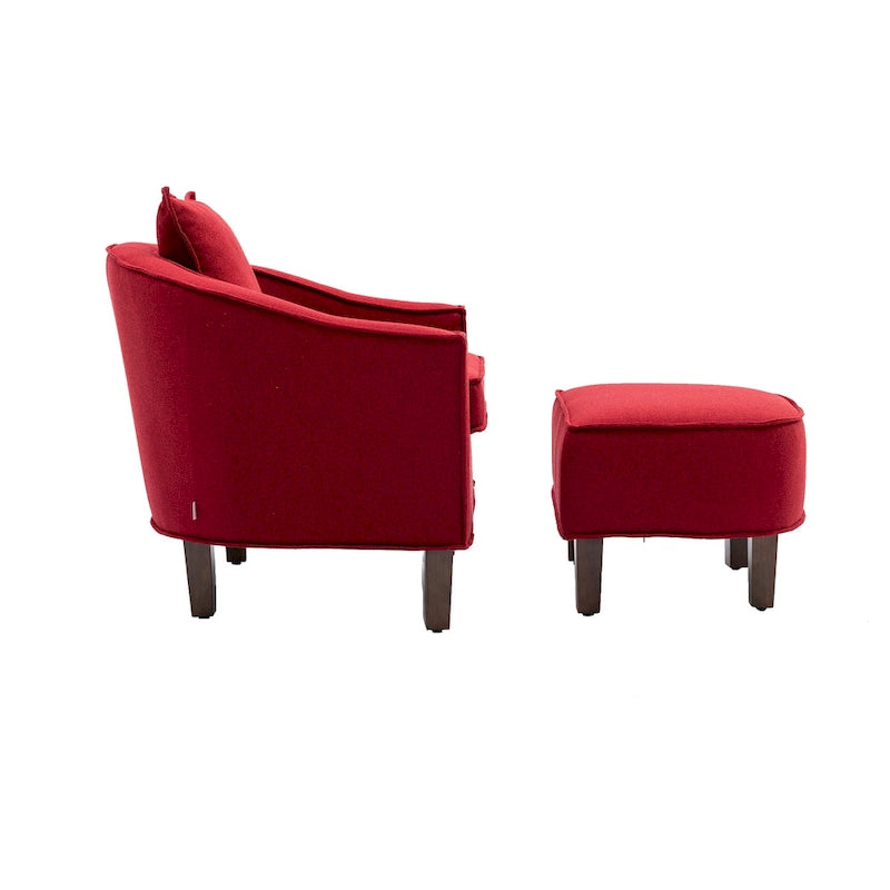 Fauteuil crapaud d'appoint capitonné du milieu du siècle avec pouf