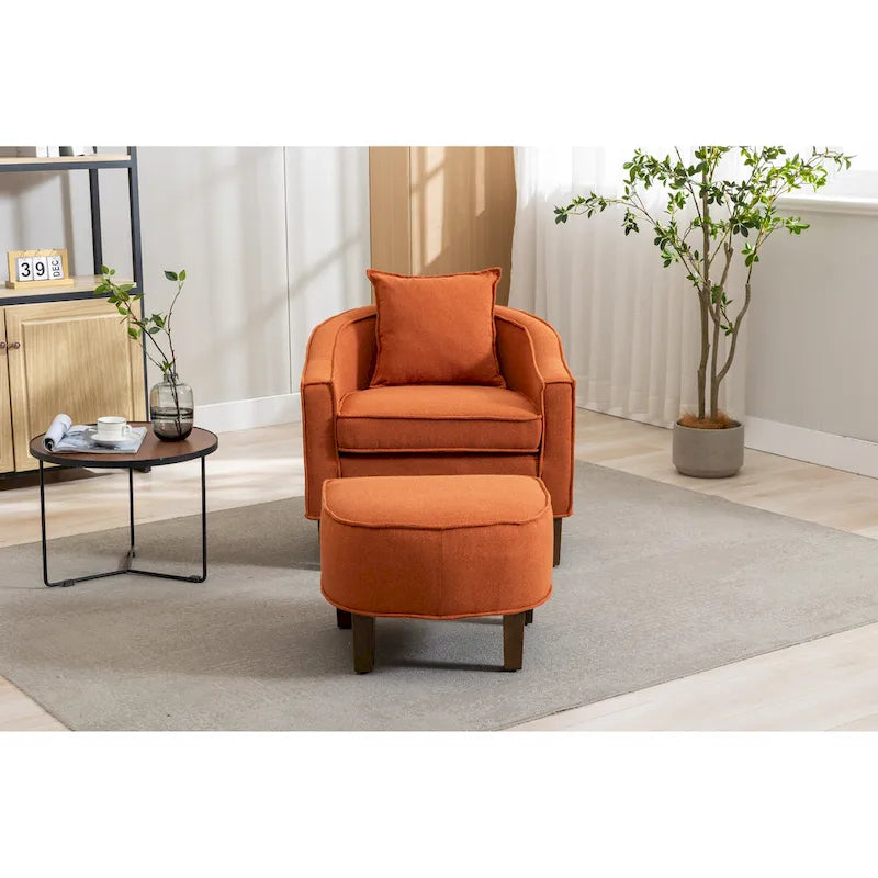 Fauteuil crapaud d'appoint capitonné du milieu du siècle avec pouf