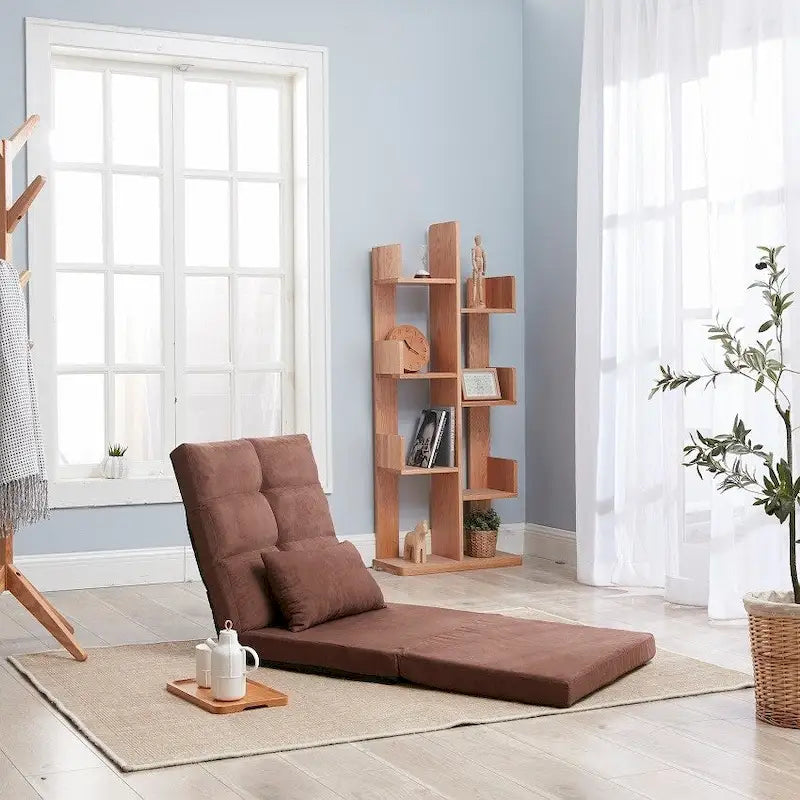 Canapé-lit pliable en trois, canapé de sol réglable avec un oreiller, 5 positions d'inclinaison