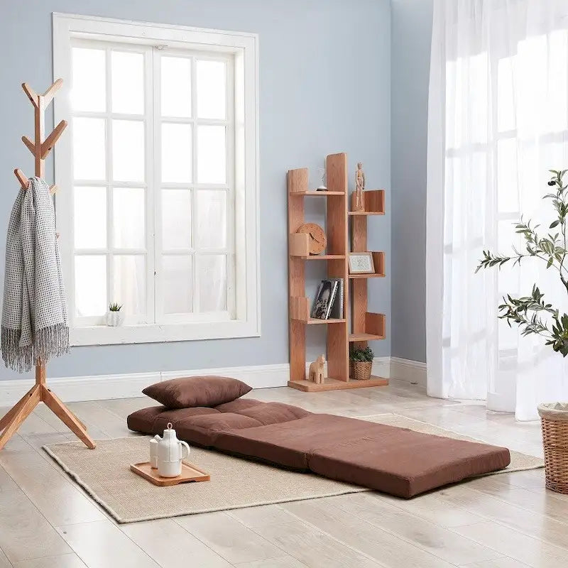 Canapé-lit pliable en trois, canapé de sol réglable avec un oreiller, 5 positions d'inclinaison