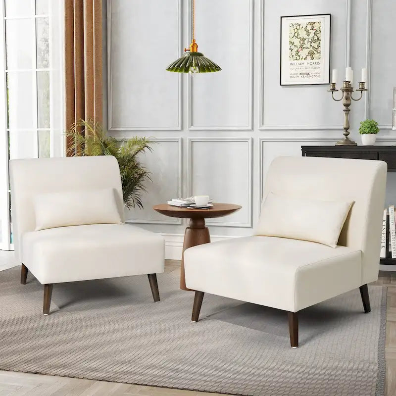 Fauteuil d'appoint rembourré en similicuir PU avec cadre en bois et oreiller – 73 W x 78 P x 80 H cm