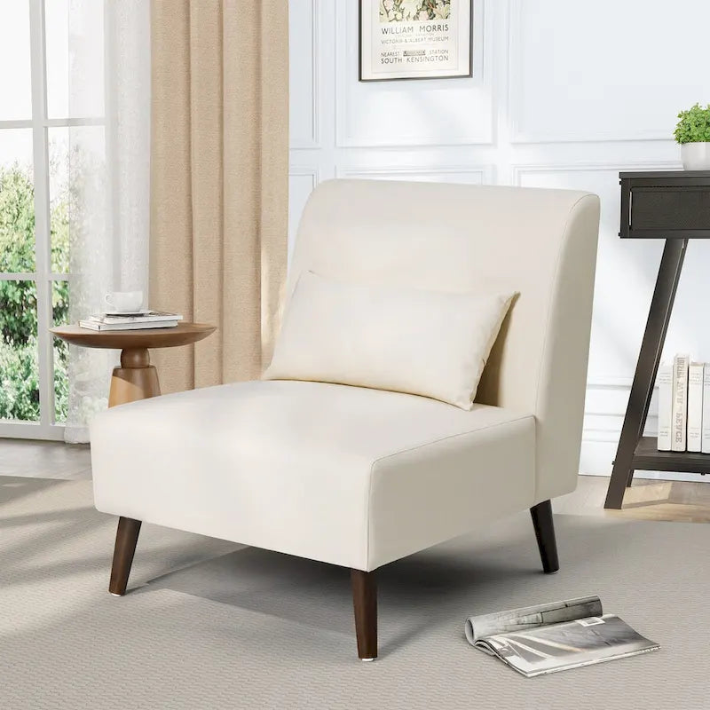 Fauteuil d'appoint rembourré en similicuir PU avec cadre en bois et oreiller – 73 W x 78 P x 80 H cm