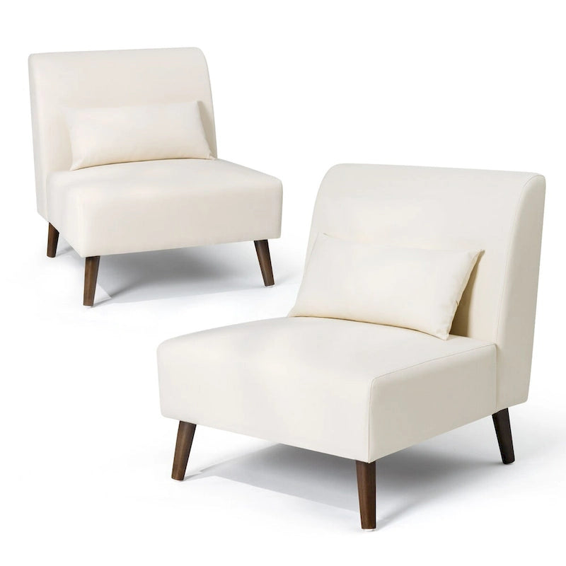 Fauteuil d'appoint rembourré en similicuir PU avec cadre en bois et oreiller – 73 W x 78 P x 80 H cm