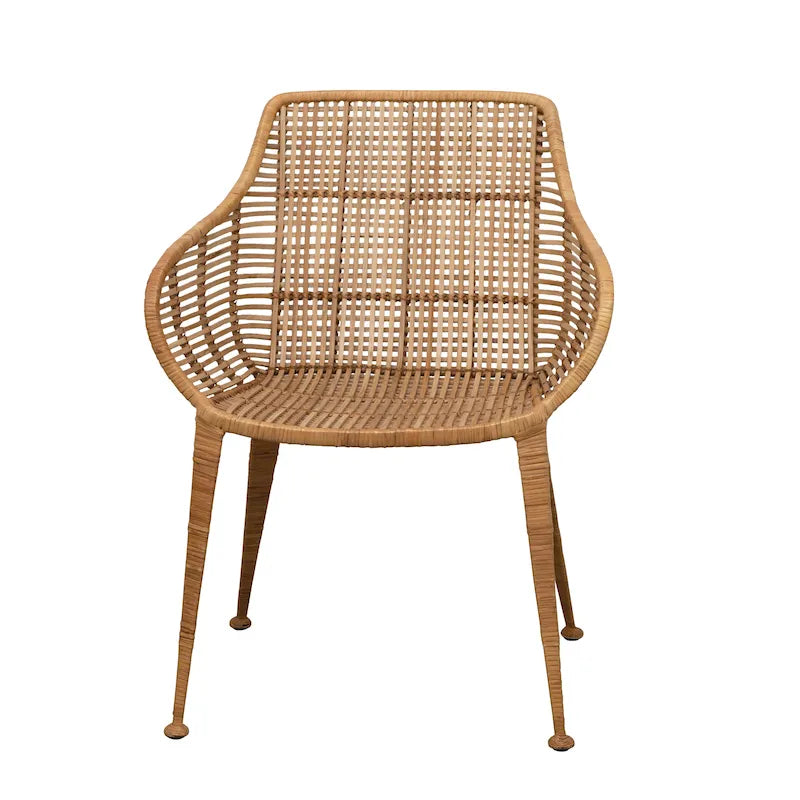 Fauteuil en rotin et métal