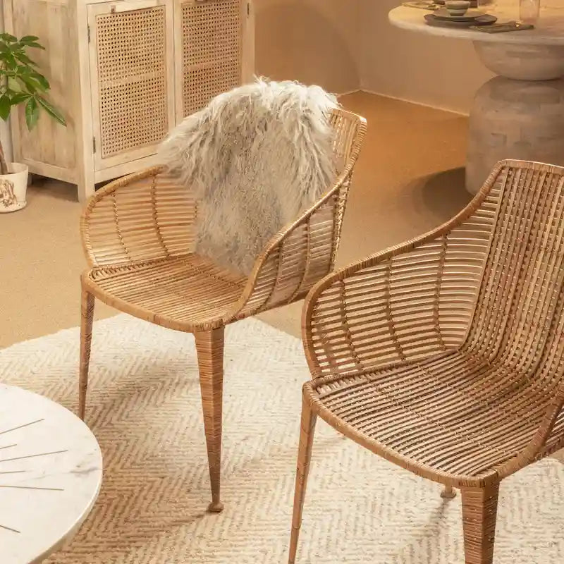 Fauteuil en rotin et métal