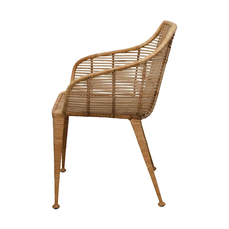 Fauteuil en rotin et métal