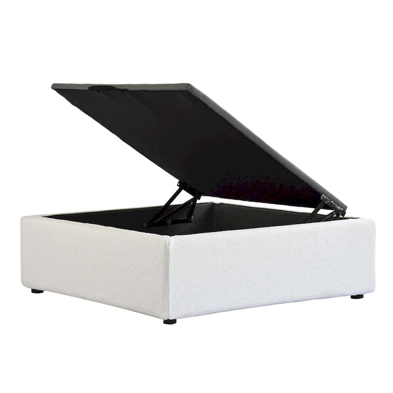 Canapé d'angle modulable 4 places en duvet Commix avec pouf de rangement