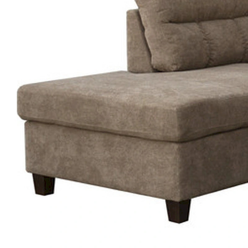 Canapé sectionnel Ari de 264 cm avec méridienne, pouf, 2 oreillers décoratifs, marron