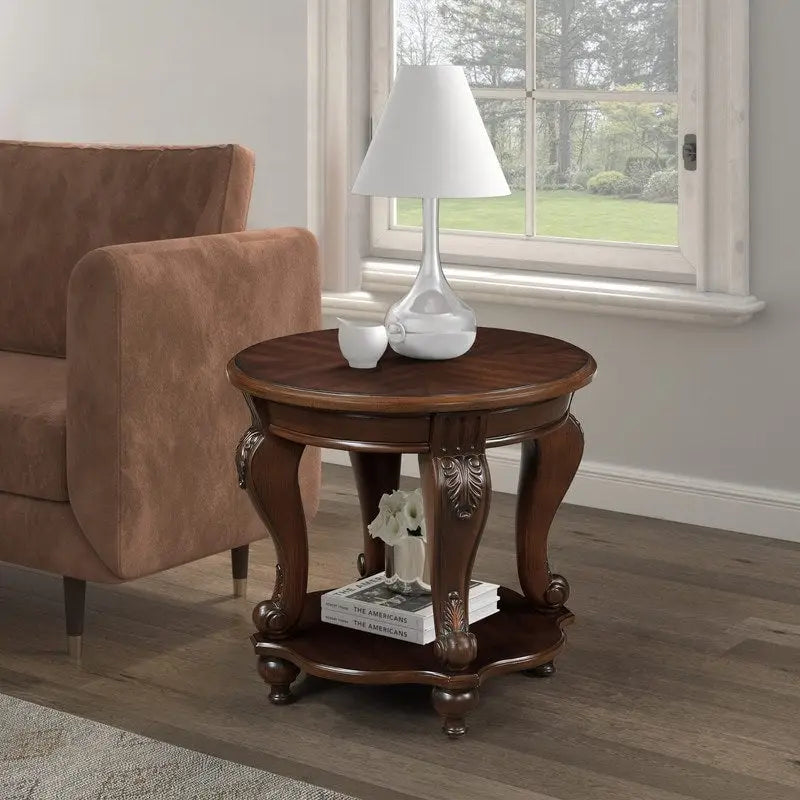 Table d'appoint ronde de 22 pouces avec étagère