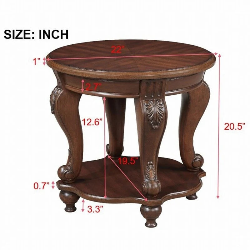 Table d'appoint ronde de 22 pouces avec étagère