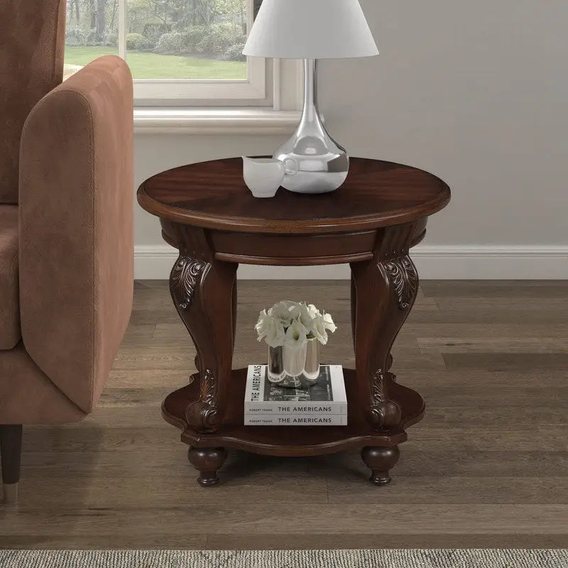 Table d'appoint ronde de 22 pouces avec étagère