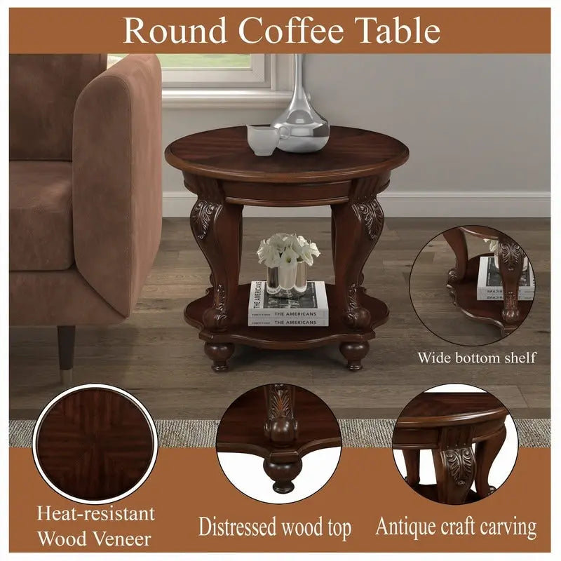 Table d'appoint ronde de 22 pouces avec étagère