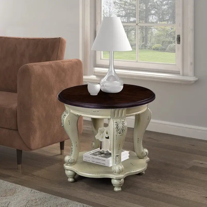 Table d'appoint ronde de 22 pouces avec étagère