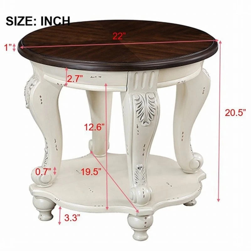 Table d'appoint ronde de 22 pouces avec étagère