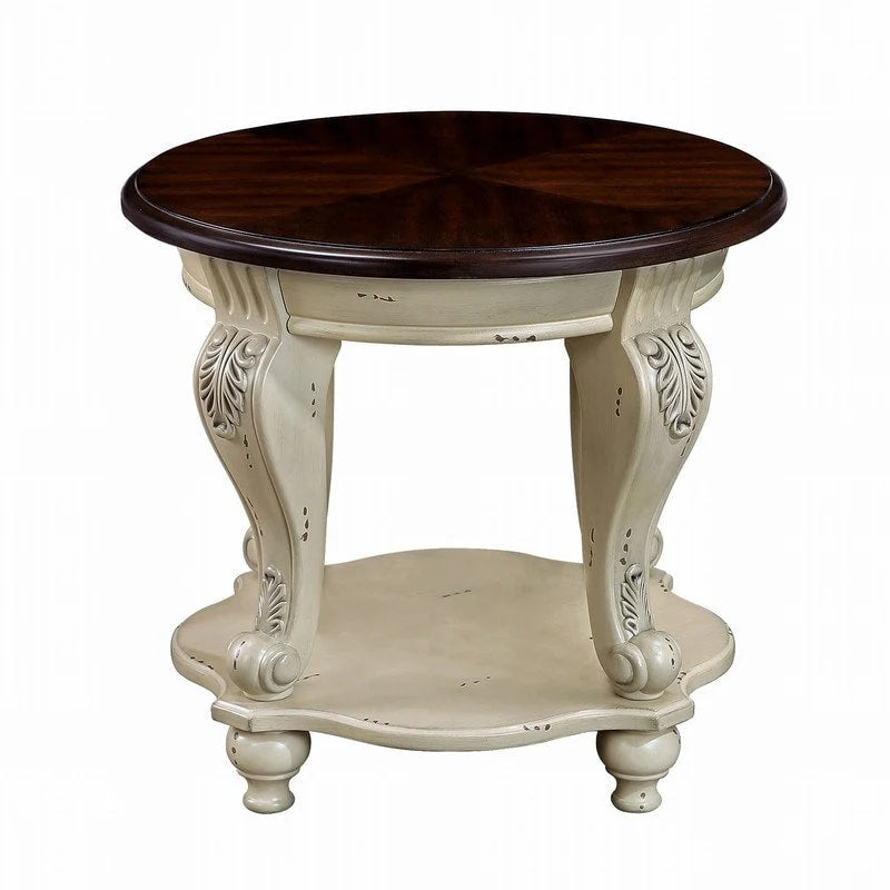 Table d'appoint ronde de 22 pouces avec étagère