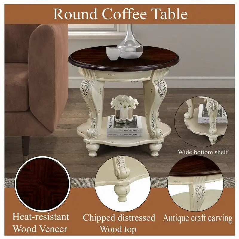 Table d'appoint ronde de 22 pouces avec étagère