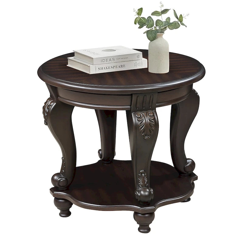 Table d'appoint ronde de 22 pouces avec étagère