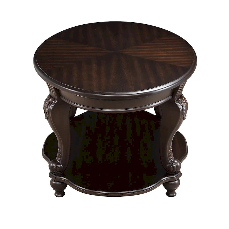 Table d'appoint ronde de 22 pouces avec étagère