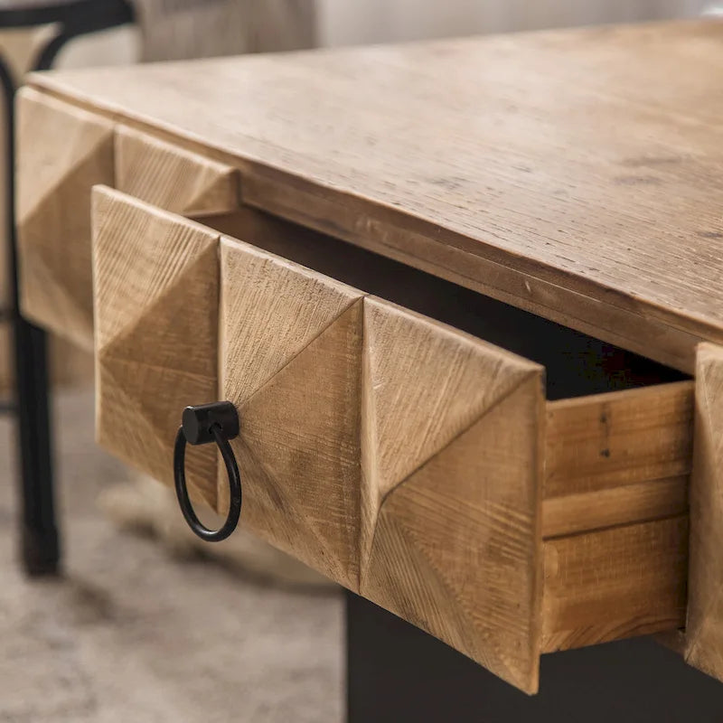 Table basse carrée rétro de 41,73 po avec 2 tiroirs