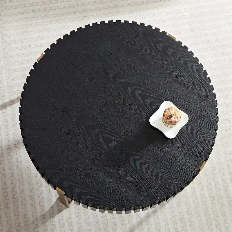Table basse ronde moderne de 80 cm avec piédestal métallique robuste