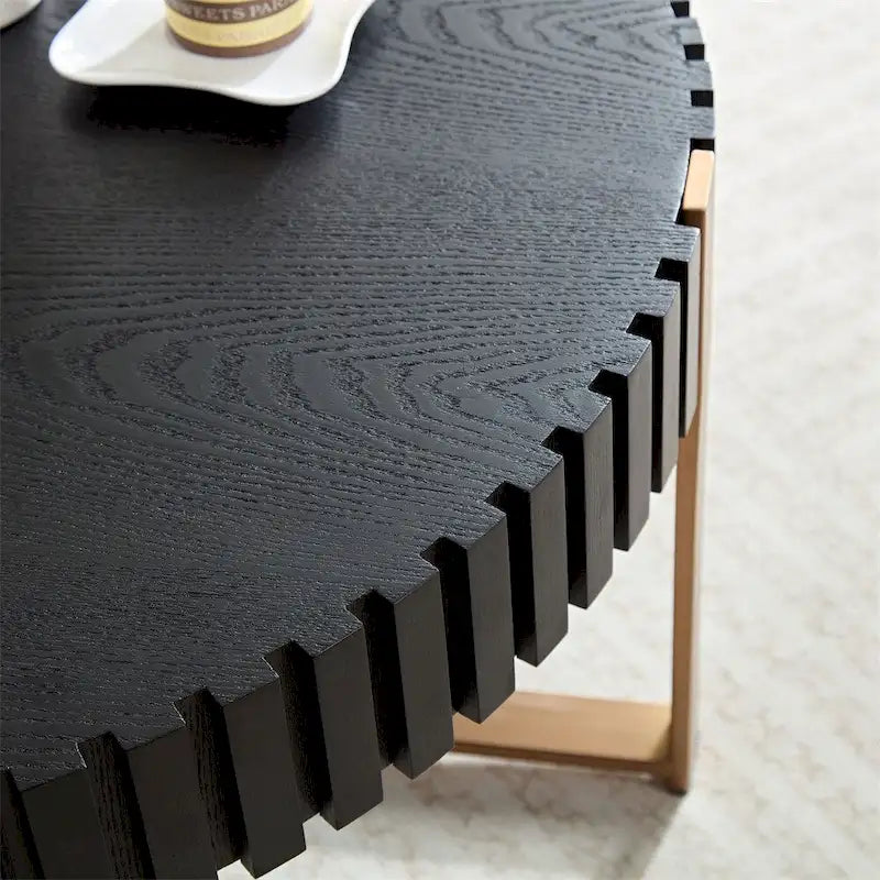 Table basse ronde moderne de 80 cm avec piédestal métallique robuste