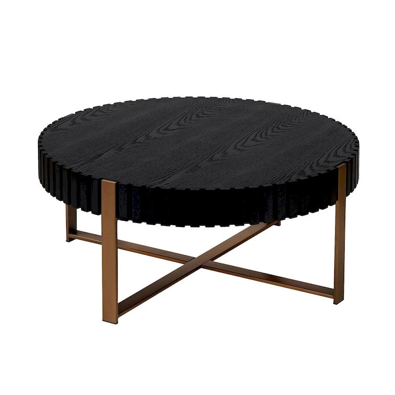 Table basse ronde moderne de 80 cm avec piédestal métallique robuste