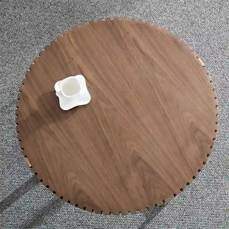 Table basse ronde moderne de 80 cm avec piédestal métallique robuste