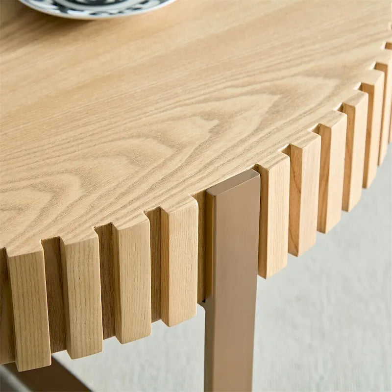 Table basse ronde moderne de 80 cm avec piédestal métallique robuste