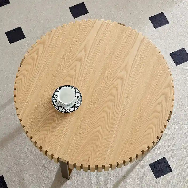 Table basse ronde moderne de 80 cm avec piédestal métallique robuste