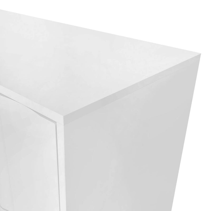 Meuble de Rangement Motif Vague avec 2 Portes et 2 Tiroirs, Réglable, Adapté pour Bureau, Entrée et Salon