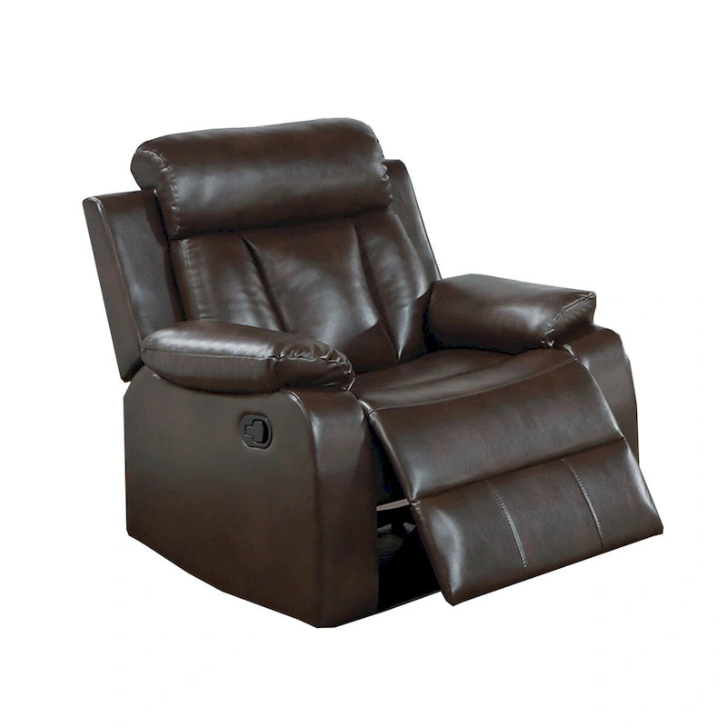 Fauteuil inclinable manuel en simili cuir gel avec accoudoirs rembourrés, couleur marron