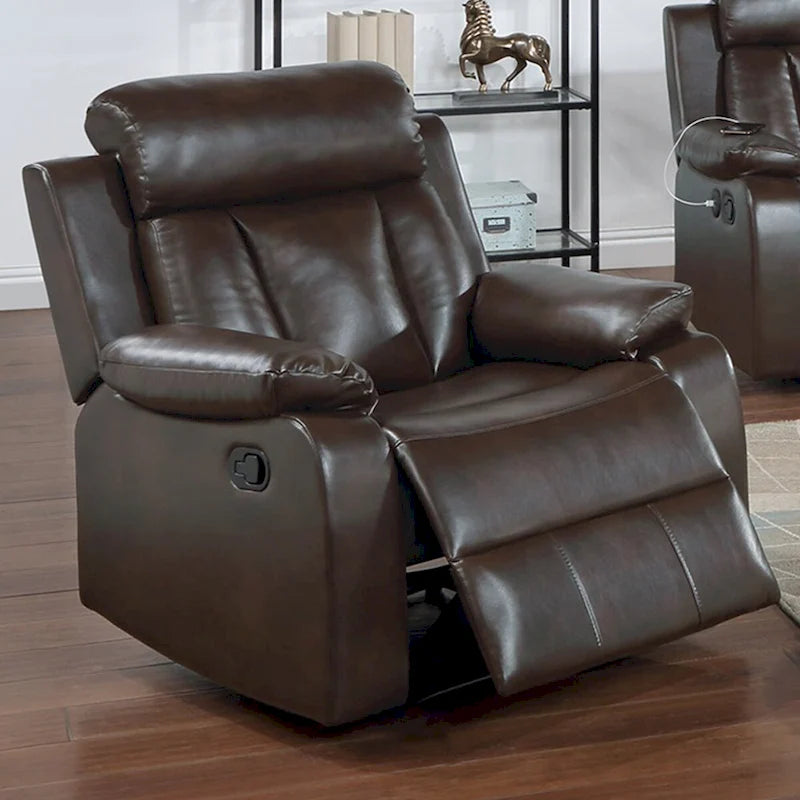 Fauteuil inclinable manuel en simili cuir gel avec accoudoirs rembourrés, couleur marron
