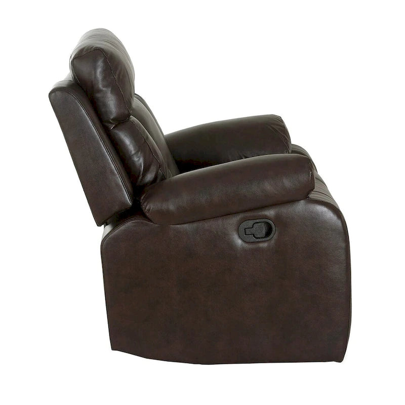 Fauteuil inclinable manuel en simili cuir gel avec accoudoirs rembourrés, couleur marron