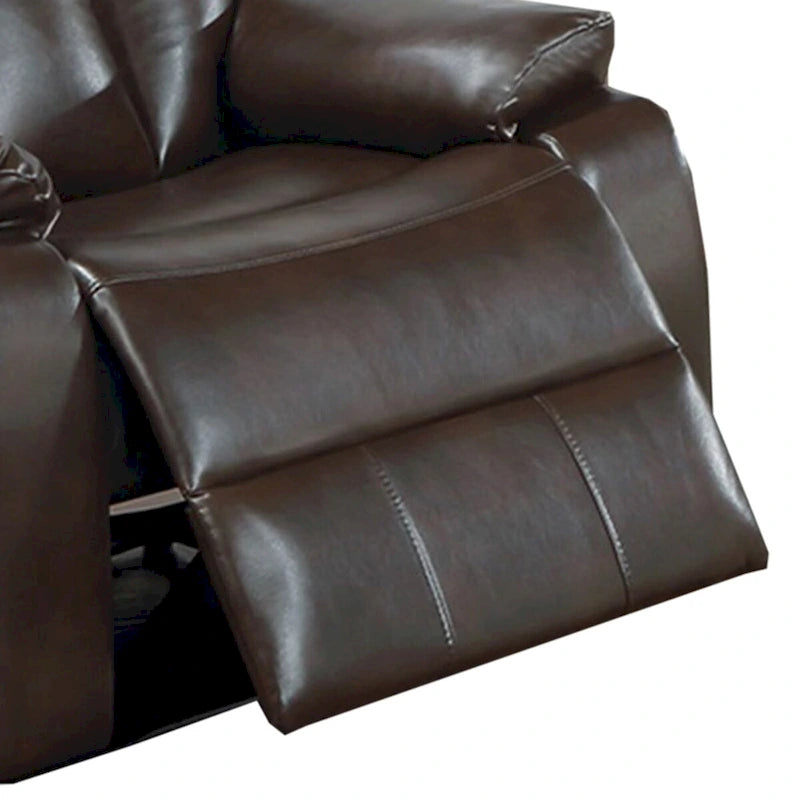Fauteuil inclinable manuel en simili cuir gel avec accoudoirs rembourrés, couleur marron