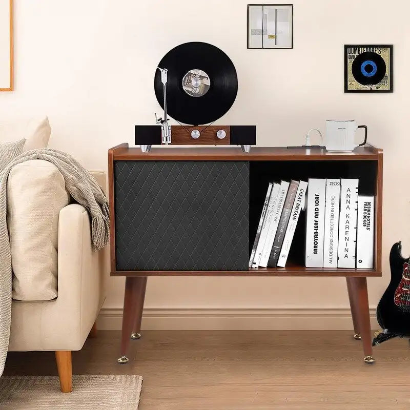 Meuble tourne-disque avec station de charge et ports USB - 14.5P x 31.5L x 25.5H