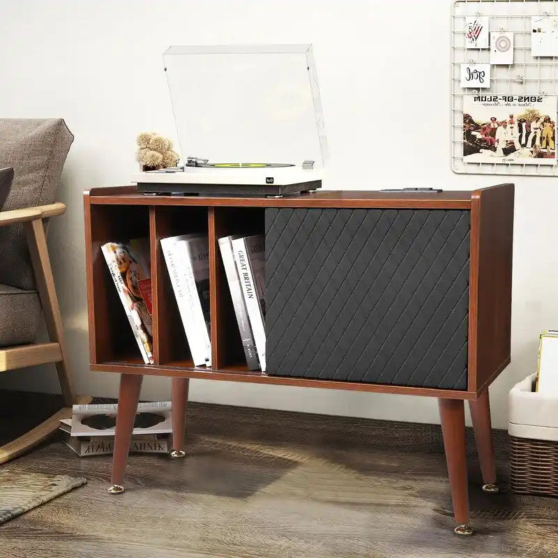 Meuble tourne-disque avec station de charge et ports USB - 14.5P x 31.5L x 25.5H