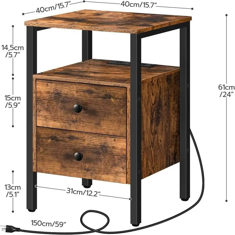 Table d'appoint avec station de recharge - 15,7P x 15,7L x 24H