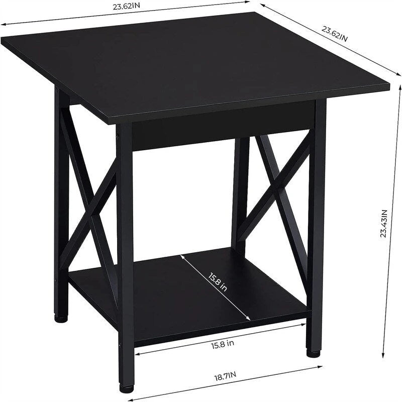 Table d'appoint industrielle de 60 cm – 60 P x 60 L x 59,5 H cm