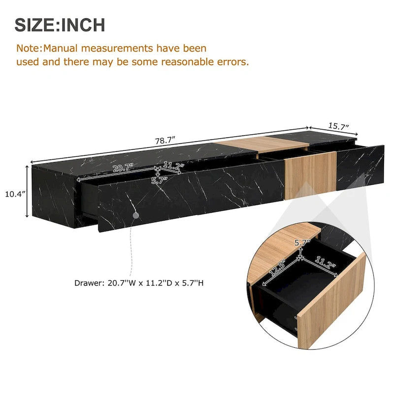 Meuble TV pour téléviseurs jusqu'à 88", Meuble TV modulable moderne avec 4 tiroirs de rangement