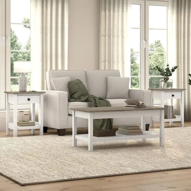 Meuble TV Bush Furniture Mayfield 60W avec portes et étagères.