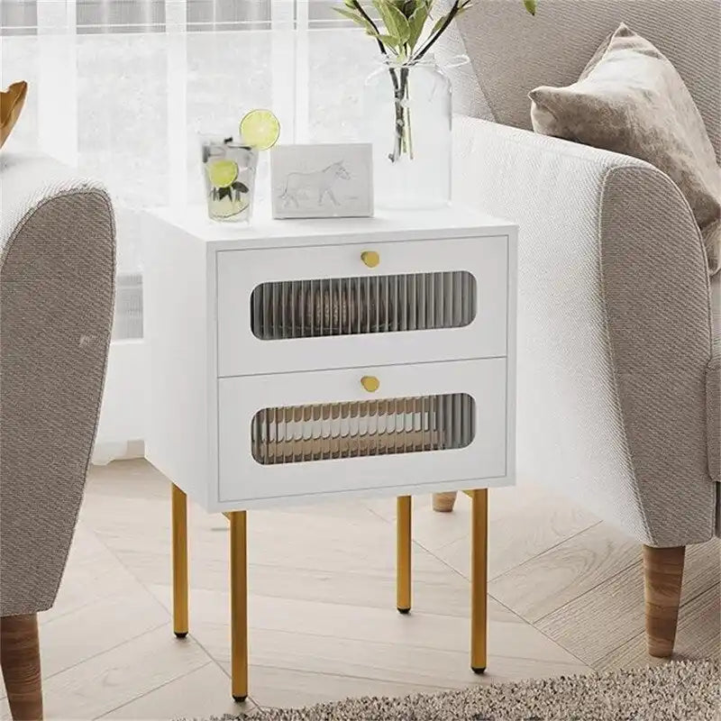 Table de chevet avec tiroirs pour chambre à coucher - 11,8P x 15,7L x 22,4H