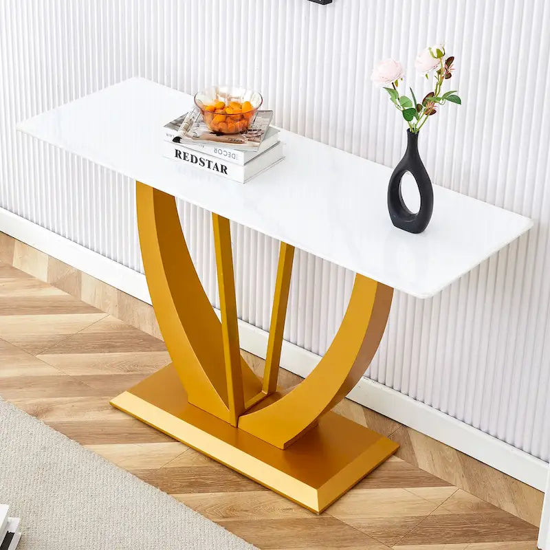 Modern and simple rectangular glass console table
