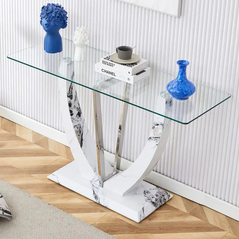 Console en verre rectangulaire, moderne et simple