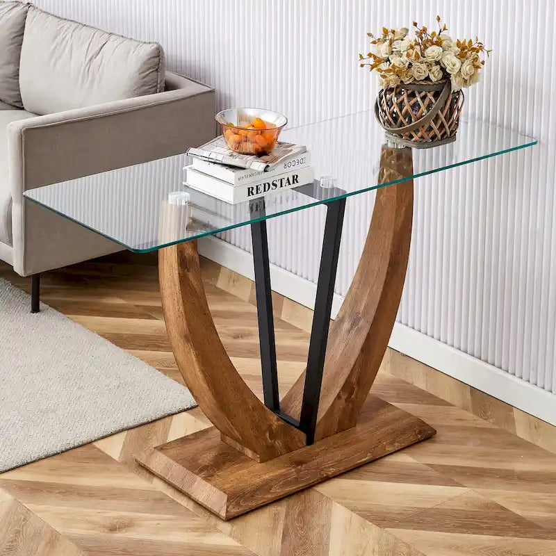 Console en verre rectangulaire, moderne et simple