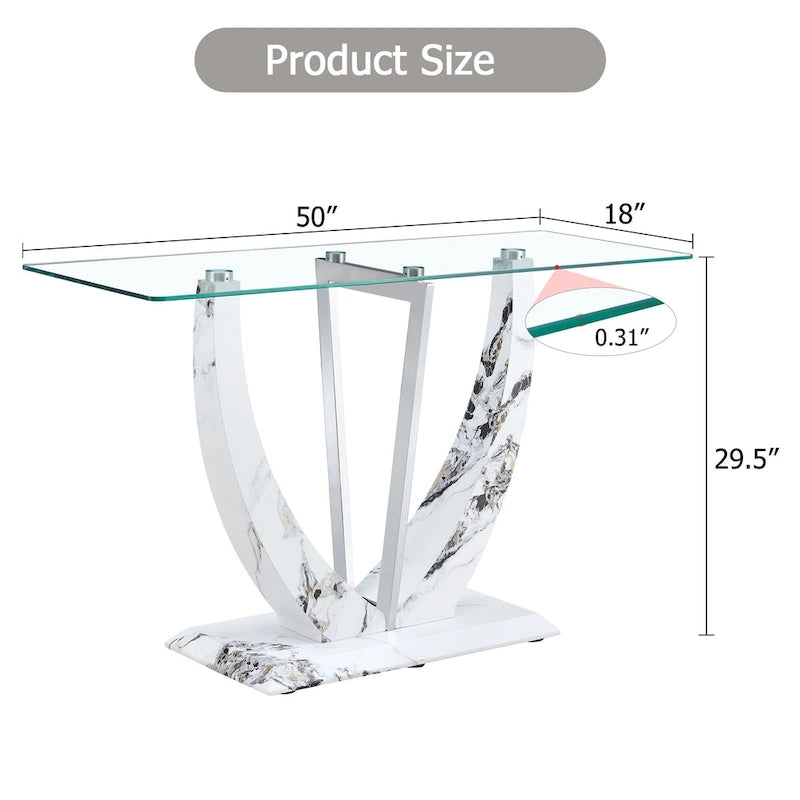 Console en verre rectangulaire, moderne et simple
