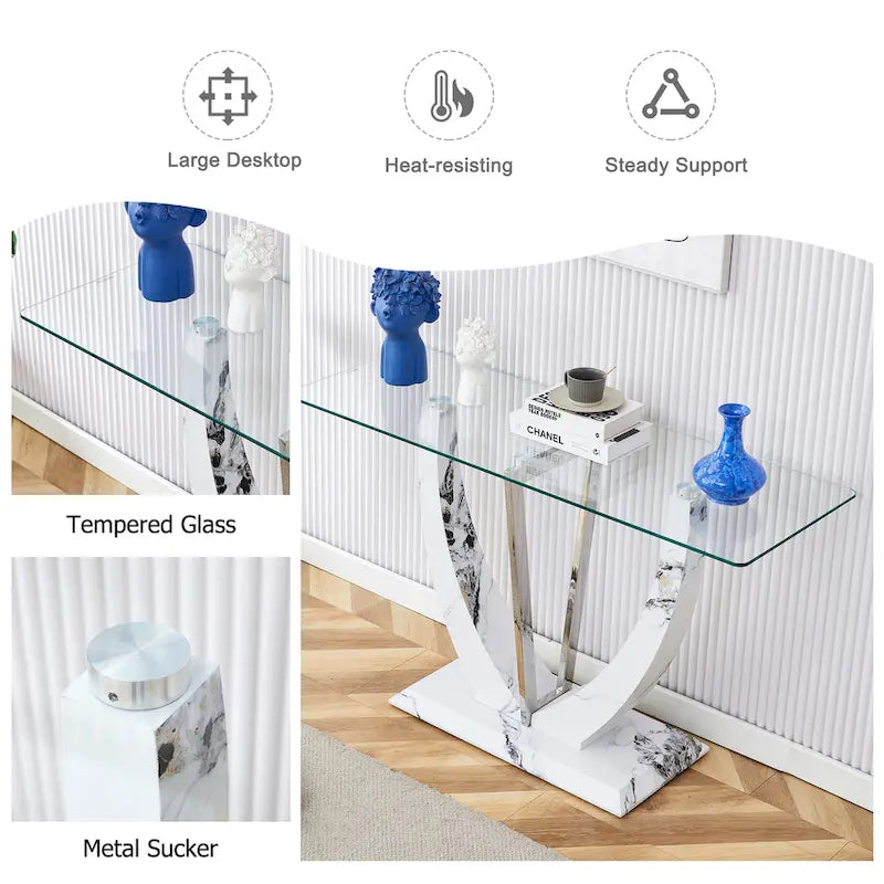 Console en verre rectangulaire, moderne et simple